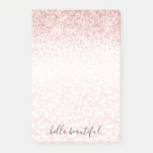 Blush roze glitter Sparkle White Leopard Print   Post-it® Notes (Voorkant)