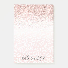 Blush roze glitter Sparkle White Leopard Print   Post-it® Notes