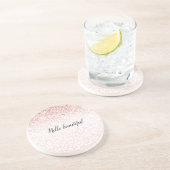 Blush roze glitter Sparkle White Leopard Print Zandsteen Onderzetter (Zijkant)