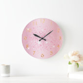 Blush roze glitter sparkles name script grote klok (Huis)