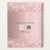 Blush roze glitter stofmonogram 2023 planner (Achterkant)