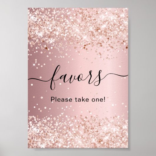 Blush roze glitter-stofpartij voordelig teken poster (Voorkant)