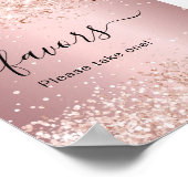 Blush roze glitter-stofpartij voordelig teken poster (Hoek)