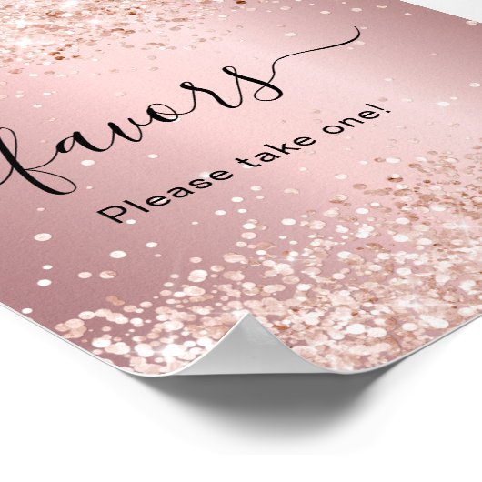 Blush roze glitter-stofpartij voordelig teken poster (Hoek)