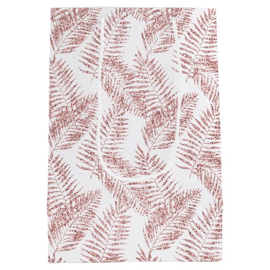 Blush roze glitter tropische bladeren medium cadeauzakje (Achterkant)