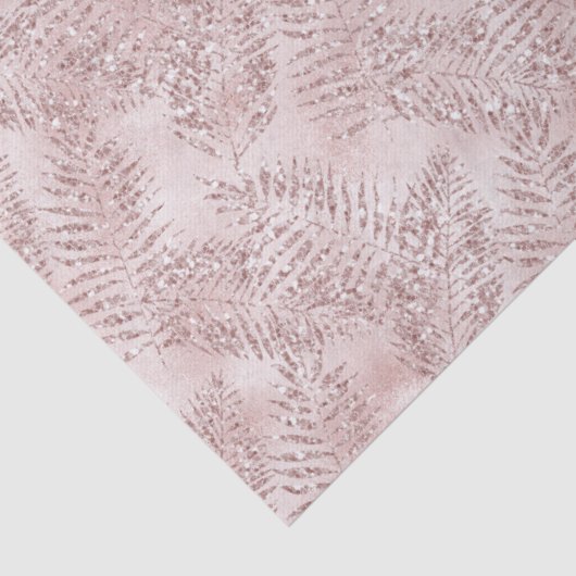 Blush roze glitter tropische bladeren   tissuepapier (Detail)