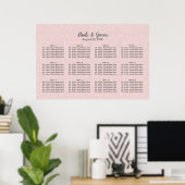 Blush roze glitter Wedding Seating Chart Poster (Thuiskantoor)