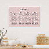 Blush roze glitter Wedding Seating Chart Poster (Keuken)