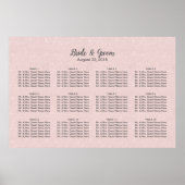 Blush roze glitter Wedding Seating Chart Poster (Voorkant)