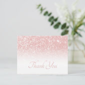 Blush roze glitter White Ombre Bedankt Briefkaart (Staand voorkant)