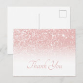 Blush roze glitter White Ombre Bedankt Briefkaart (Voorkant / Achterkant)