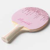 Blush roze glitterslierende naam tafeltennisbatje (Voorkant Gekanteld)