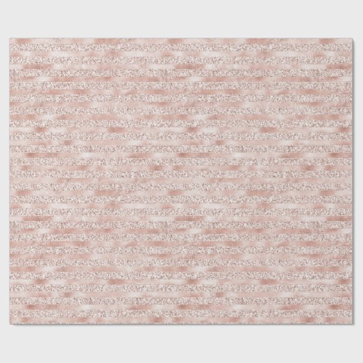 Blush roze gloed glitter stripes cadeaupapier (Vlak)