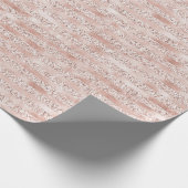 Blush roze gloed glitter stripes cadeaupapier (Hoek)