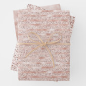 Blush roze gloed glitter stripes inpakpapier vel (In situ)