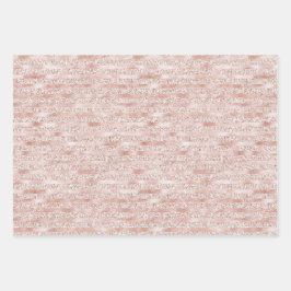 Blush roze gloed glitter stripes inpakpapier vel