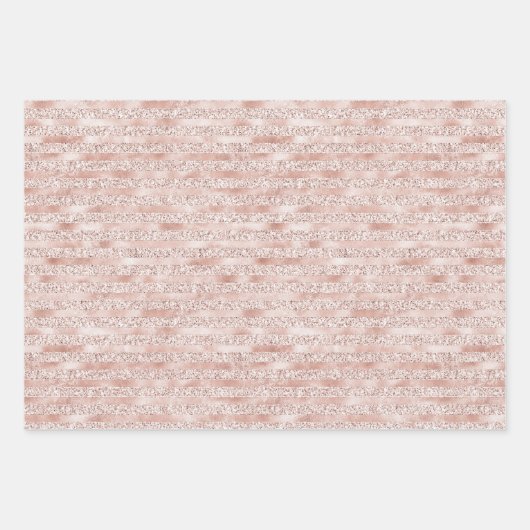 Blush roze gloed glitter stripes inpakpapier vel (Voorkant)