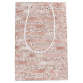 Blush roze gloed glitter stripes medium cadeauzakje (Voorkant)