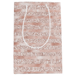 Blush roze gloed glitter stripes medium cadeauzakje
