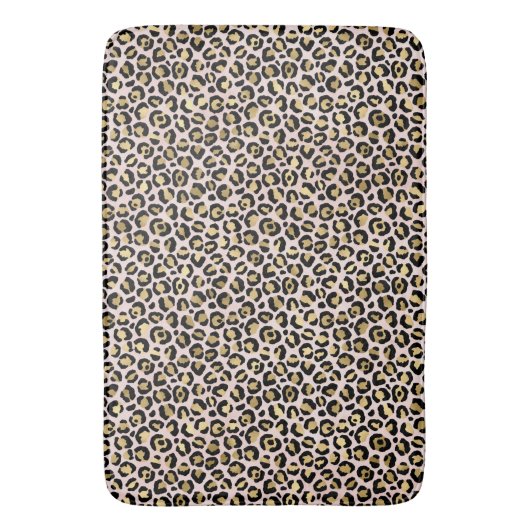 Blush roze Gold Black leopard-printer          Badmat (Voorkant Verticaal)