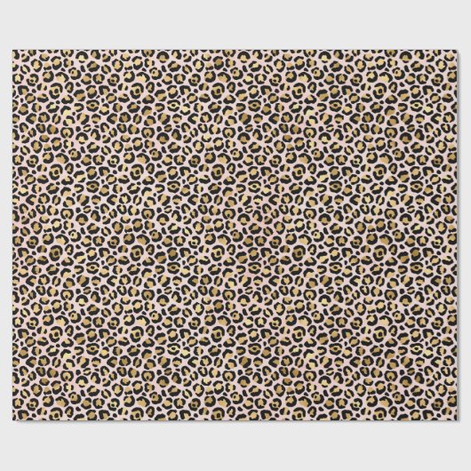 Blush roze Gold Black leopard-printer Cadeaupapier (Vlak)