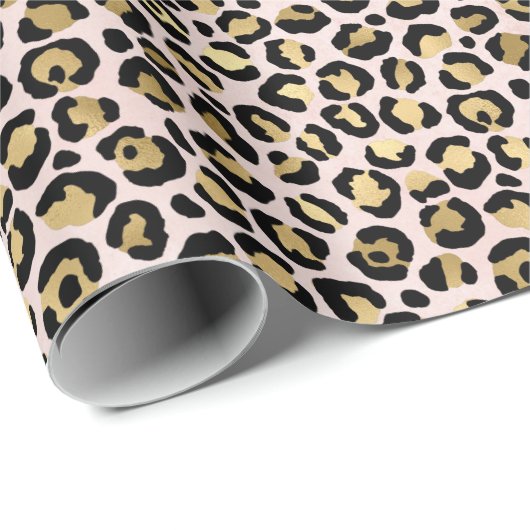 Blush roze Gold Black leopard-printer Cadeaupapier (Rol Hoek)