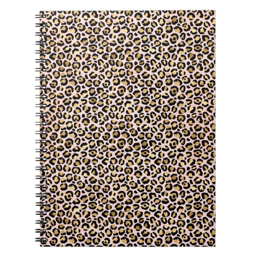Blush roze Gold Black leopard-printer Notitieboek (Voorkant)