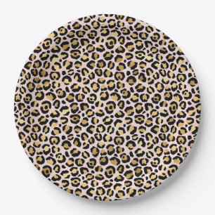 Blush roze Gold Black Leopard-printer Papieren Bordje