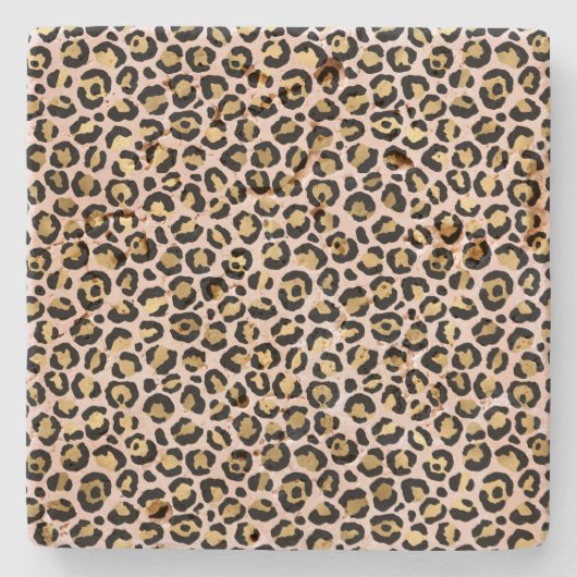 Blush roze Gold Black leopard-printer Stenen Onderzetter (Voorkant)