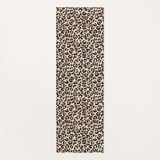 Blush roze Gold Black leopard-printer Yogamat (Voorkant)