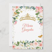Blush Roze & Gold Butterfly Mis Quince Invitation Kaart (Achterkant)