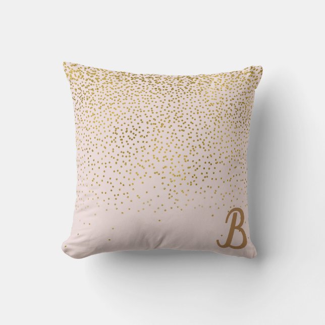 Blush roze & Gold Confetti Modern Glam Trendy Kussen (Voorkant)