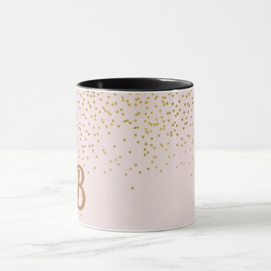 Blush roze & Gold Confetti Modern Glam Trendy Mok (Midden)