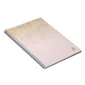 Blush roze & Gold Confetti Modern Glam Trendy Notitieboek (Rechterzijde)