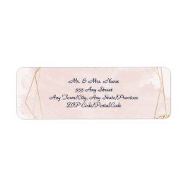 Blush Roze, Gold en Navy, Wedding Return Address Etiket