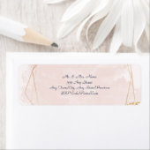 Blush Roze, Gold en Navy, Wedding Return Address Etiket (Insitu)