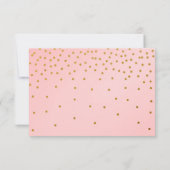 Blush Roze & Gold Folie Confetti bruiloft RSVP Kaa Kaartje (Achterkant)