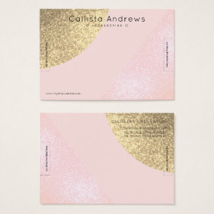 Blush roze Gold Glitter Geo Heart Bracelet display Visitekaartje