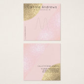 Blush roze Gold Glitter Geo Heart Ring Display Vierkante Visitekaartjes (Voorkant /achterkant)