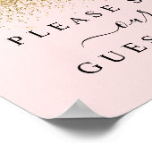 Blush Roze & Gold Glitter Guest Book Sign. Poster (Hoek)
