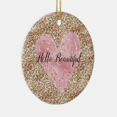 Blush roze Gold Glitter Heart Leopard Print Keramisch Ornament (Rechts)