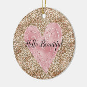 Blush roze Gold Glitter Heart Leopard Print Keramisch Ornament (Links)