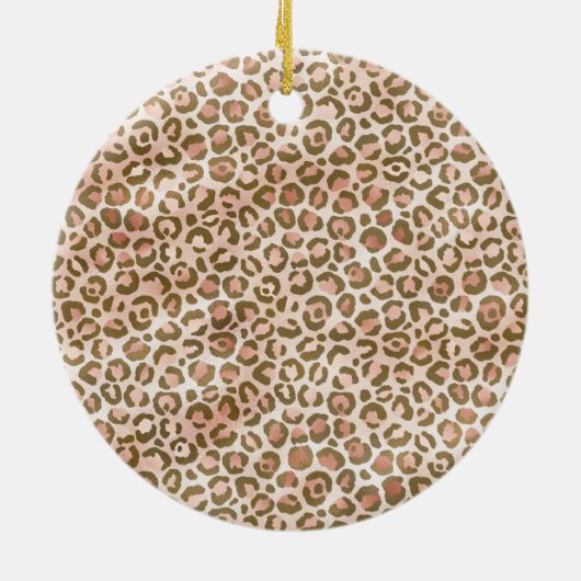 Blush roze Gold Glitter Heart Leopard Print Keramisch Ornament (Achterkant)