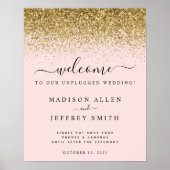 Blush roze Gold Glitter Unplugged Weduwverwelking Poster (Voorkant)