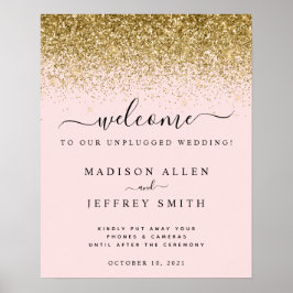 Blush roze Gold Glitter Unplugged Weduwverwelking Poster