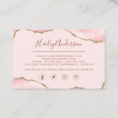 Blush roze & Gold Glitter Waterverf Gilded Agate Visitekaartje (Achterkant)