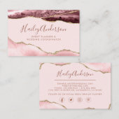 Blush roze & Gold Glitter Waterverf Gilded Agate Visitekaartje (Voorkant / Achterkant)