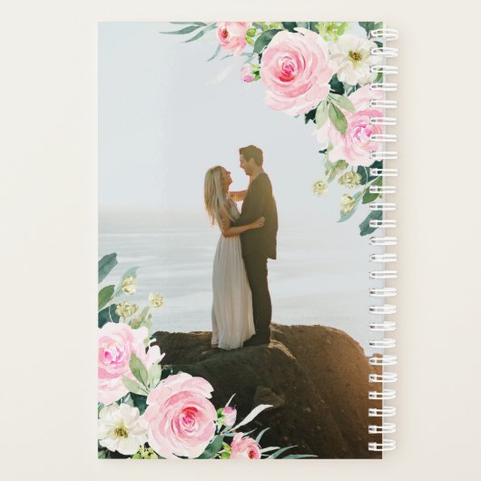 Blush roze & Gold Modern Floral Wedding Planner (Achterkant)