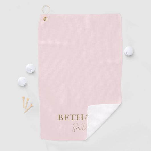 Blush roze Gold-naam Golfhanddoek (Insitu)