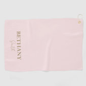Blush roze Gold-naam Golfhanddoek (Horizontaal)
